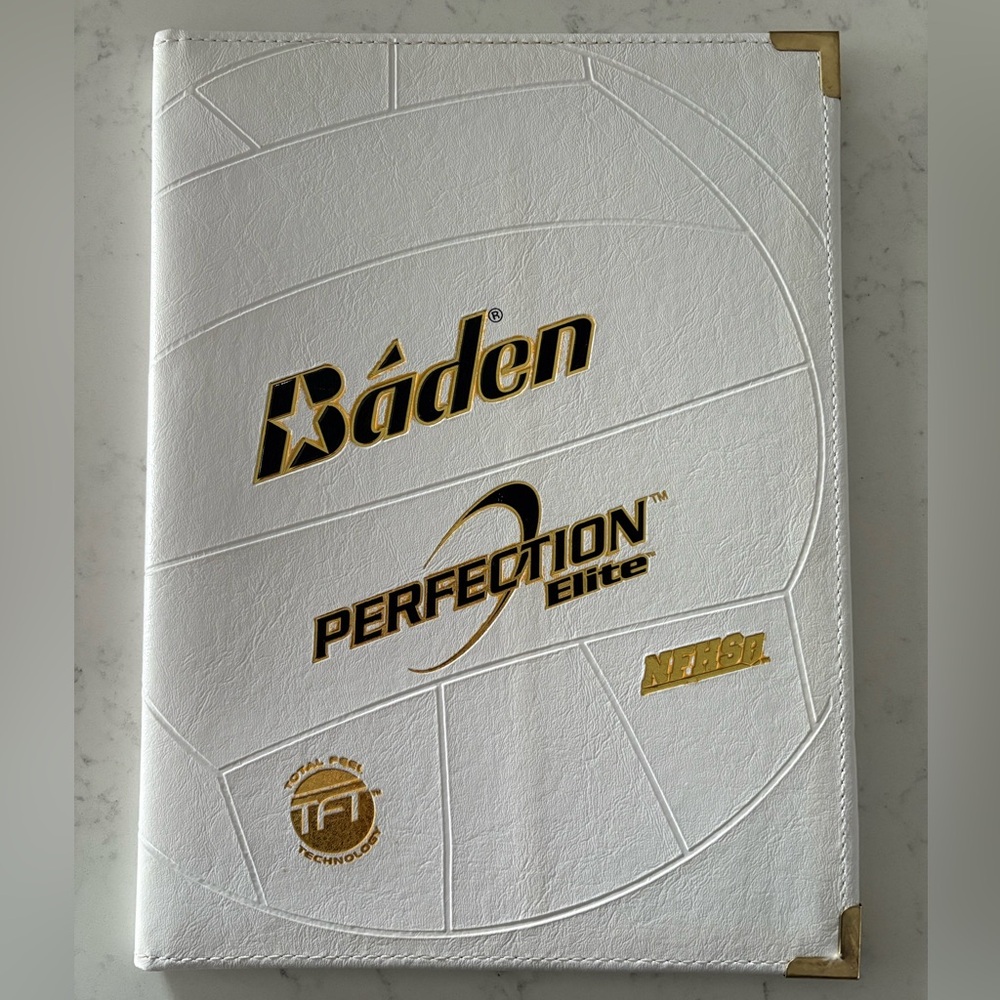 White Baden Perfection Elite Synthetic Leather Volleyball Coaches Notebook